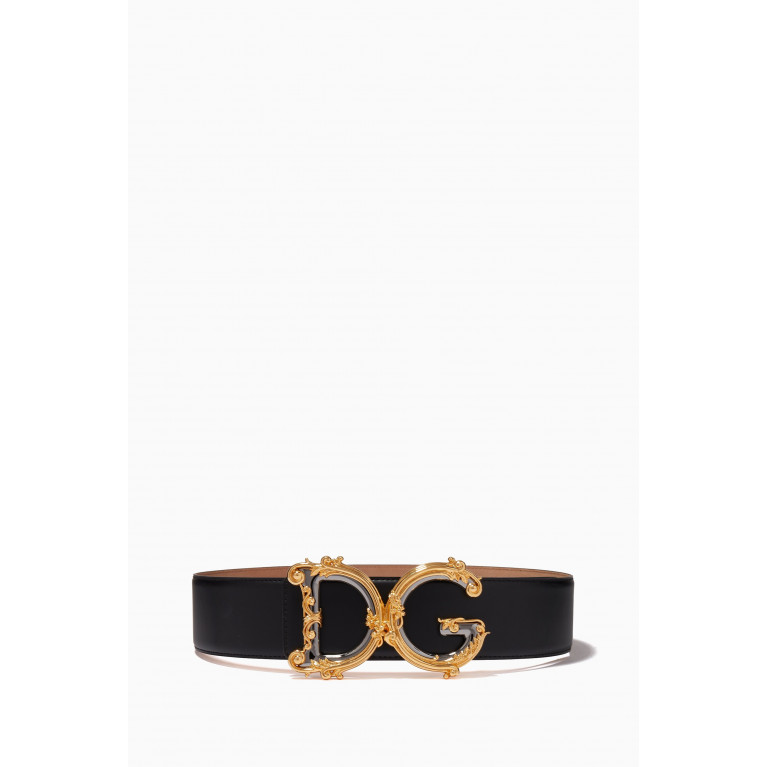 Dolce & Gabbana - Baroque DG Logo Wide Belt in Leather