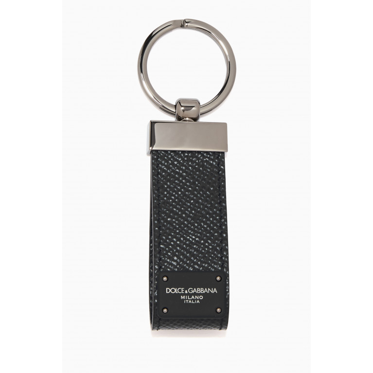 Dolce & Gabbana - Key Holder in Dauphine Leather Black