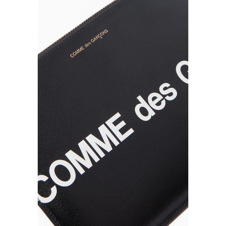 Comme Des Garçons  - Huge Logo Card Holder in Leather Black