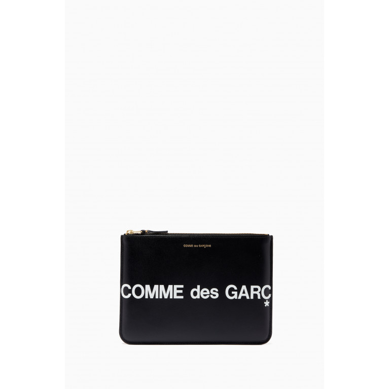Comme Des Garçons  - Huge Logo Card Holder in Leather Black