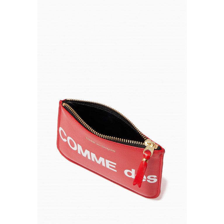 Comme des Garçons - Huge Logo Card Holder in Leather Red