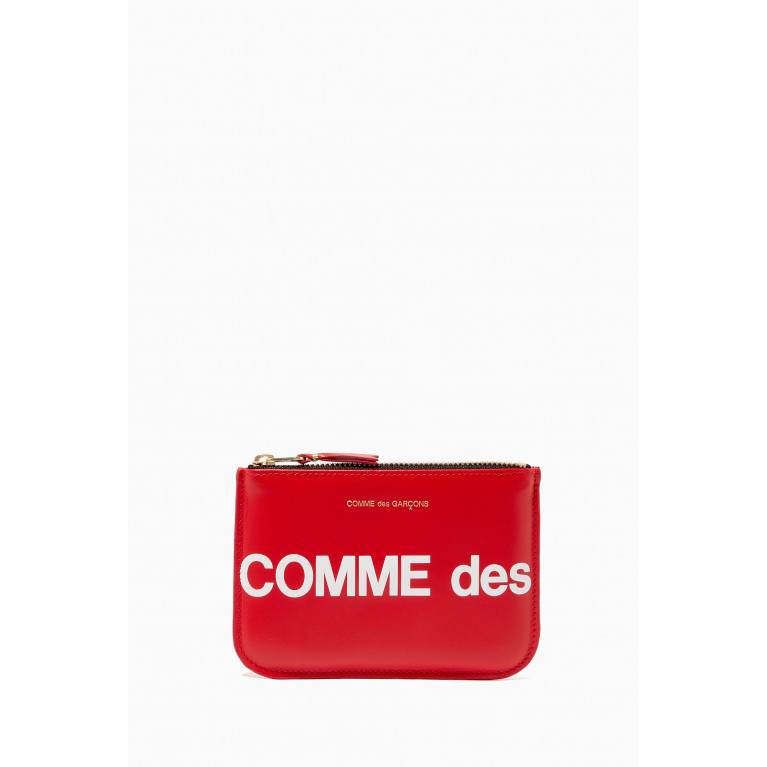 Comme des Garçons - Huge Logo Card Holder in Leather Red