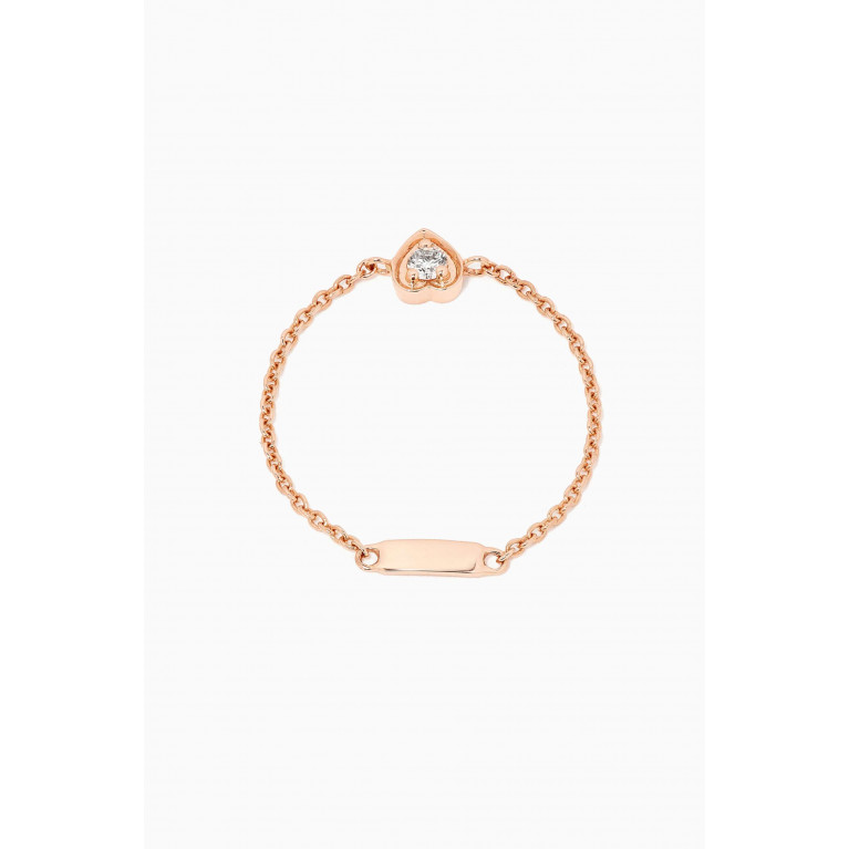 MKS Jewellery - Mini Heart Diamond Chain Ring in 18kt Rose Gold