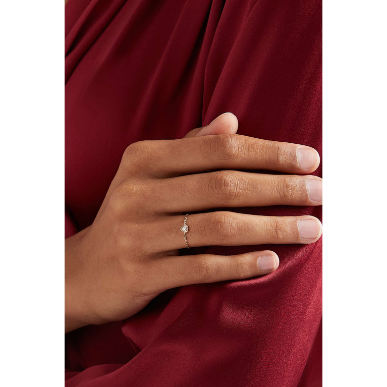 MKS Jewellery - Mini Heart Diamond Chain Ring in 18kt Rose Gold