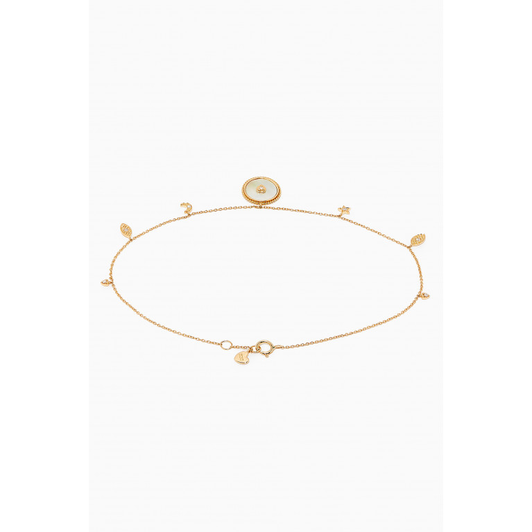 MKS Jewellery - Heart Deera Mother of Pearl Anklet in 18kt Yellow Gold