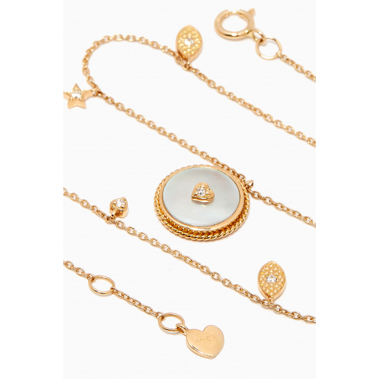 MKS Jewellery - Heart Deera Mother of Pearl Anklet in 18kt Yellow Gold