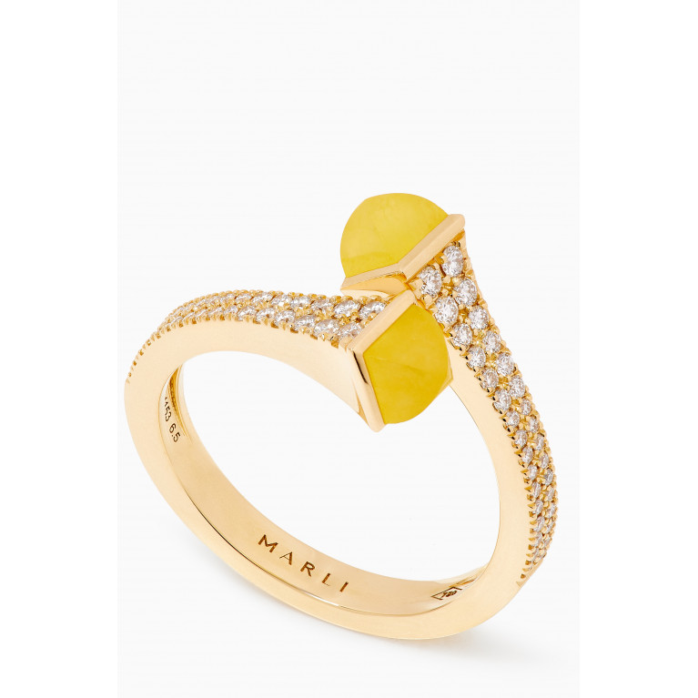 Marli - Cleo Yellow Quartz Diamond Slim Ring in 18kt Gold