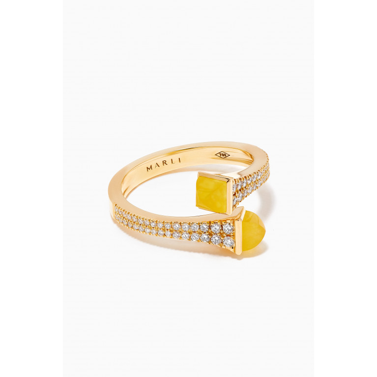 Marli - Cleo Yellow Quartz Diamond Slim Ring in 18kt Gold