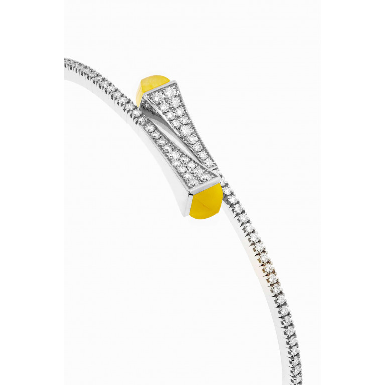 Marli - Cleo Diamond Slim Slip-on Bracelet with Yellow Quartz in 18kt White Gold