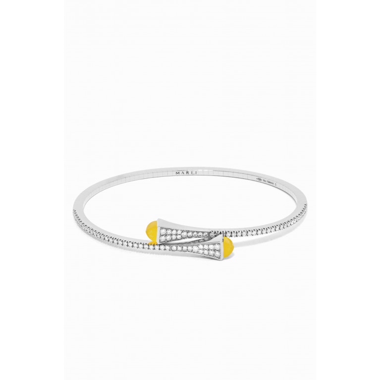 Marli - Cleo Diamond Slim Slip-on Bracelet with Yellow Quartz in 18kt White Gold