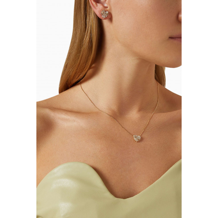 Suzanne Kalan - Classic Diamond Small Heart Stud Earrings in 18kt Yellow Gold