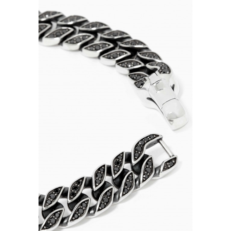 David Yurman - Curb Chain Bracelet with Pavé Black Diamonds in Sterling Silver, 8mm
