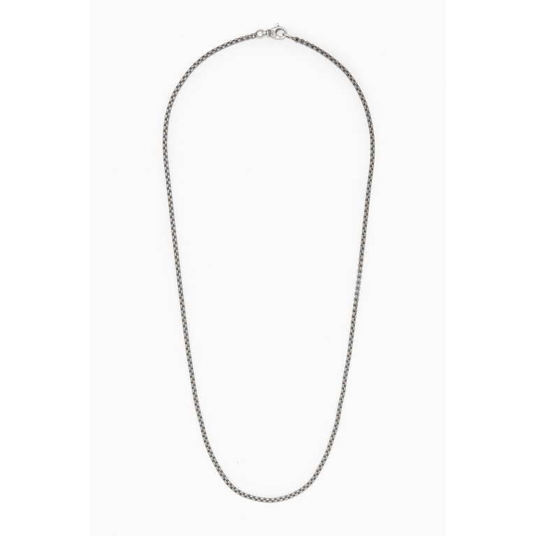 David Yurman - Small Box Chain Necklace in Titanium & Sterling Silver