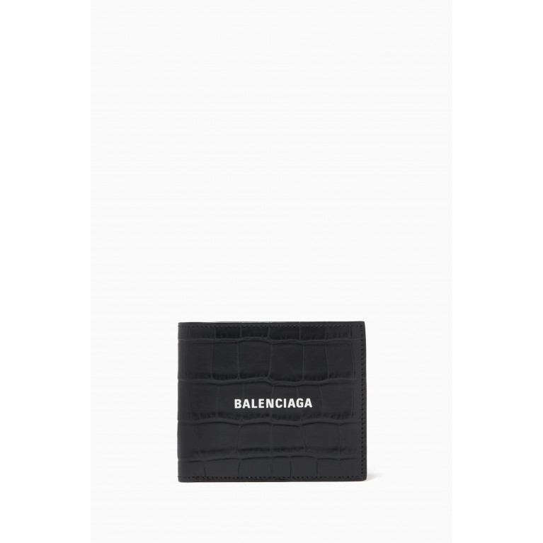 Balenciaga - Cash Square Folded Coin Wallet in Croc-Embossed Leather