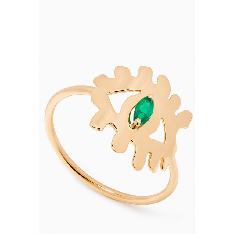 Bil Arabi - Evil Eye Emerald Ring in 18kt Yellow Gold