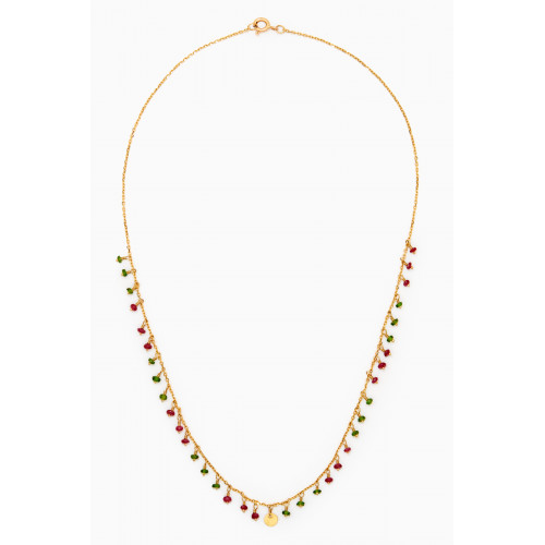 Dima Jewellery - Hammered Coin & Bead Necklace in 18kt Yellow Gold