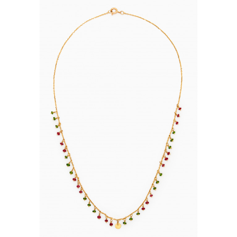 Dima Jewellery - Hammered Coin & Bead Necklace in 18kt Yellow Gold