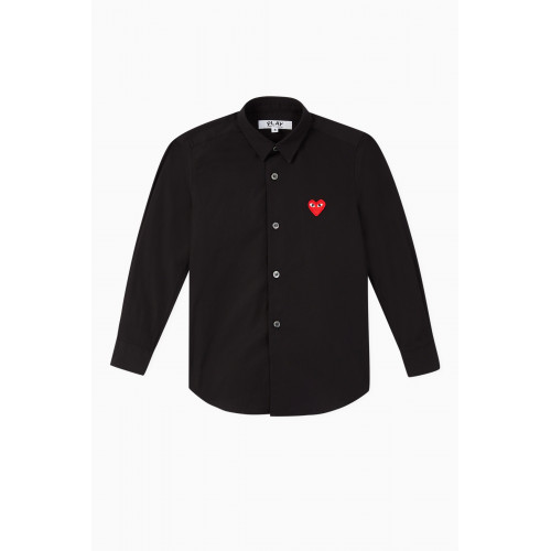 Comme des Garçons  - Logo Appliqué Cotton Shirt Black