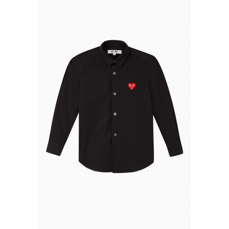 Comme des Garçons  - Logo Appliqué Cotton Shirt Black