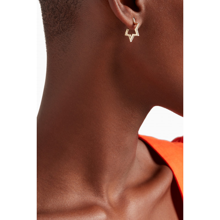 Tada & Toy - Crystalized Star Hoop Earrings in Sterling Silver