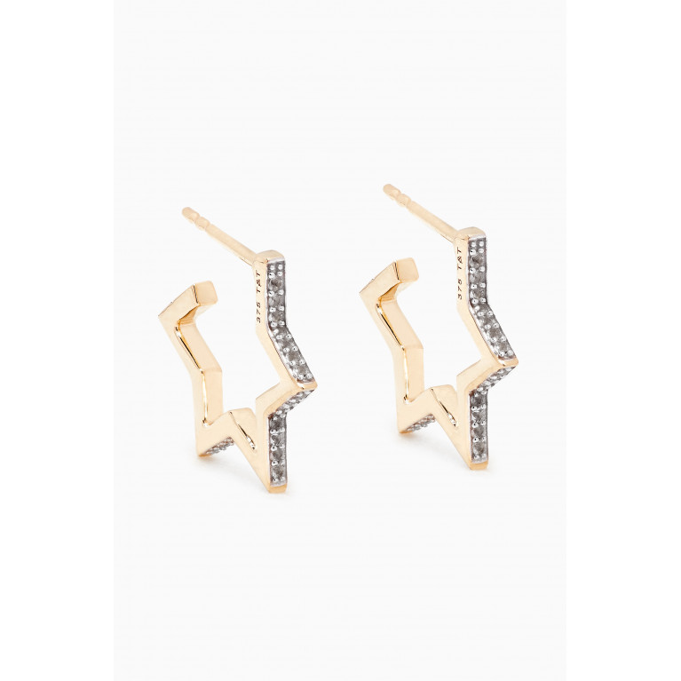 Tada & Toy - Crystalized Star Hoop Earrings in Sterling Silver