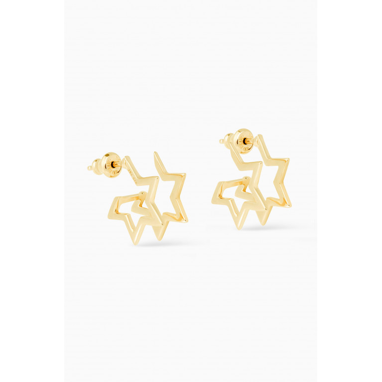 Tada & Toy - Twin Star Hoop Earrings in 18kt Gold-Plated Vermeil Sterling Silver Yellow