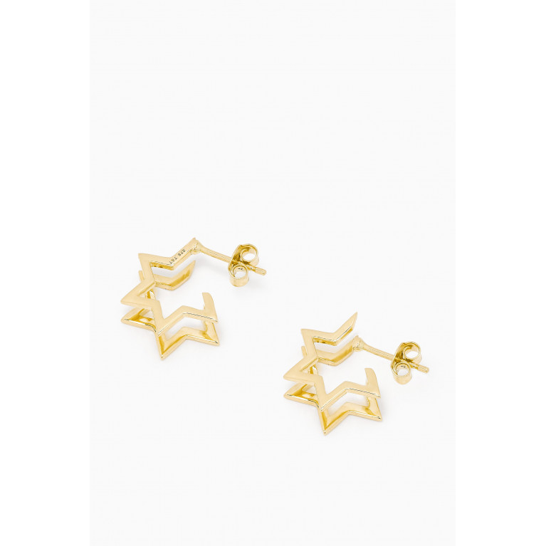 Tada & Toy - Twin Star Hoop Earrings in 18kt Gold-Plated Vermeil Sterling Silver Yellow