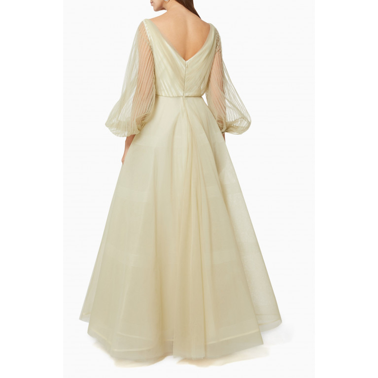 Bazza Alzouman - Pintuck Gown in Tulle Neutral