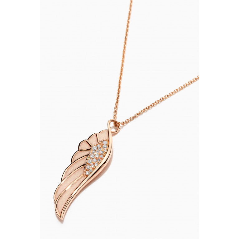 Garrard - Wings Reflection "Spring" Medium Diamond Pendant with Enamel in 18kt Rose Gold