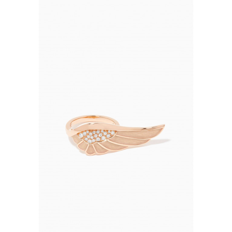 Garrard - Wings Reflection "Spring" Diamond Ring with Enamel in 18kt Rose Gold