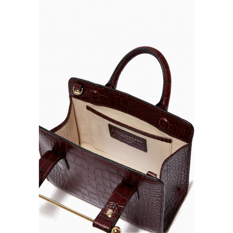 Strathberry - Nano Tote Bag in Croco Embossed Leather Burgundy