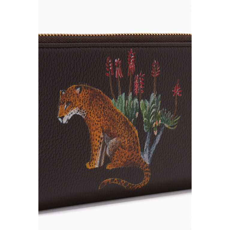 MONTROI - Leopard Zipped Travel Wallet in Leather