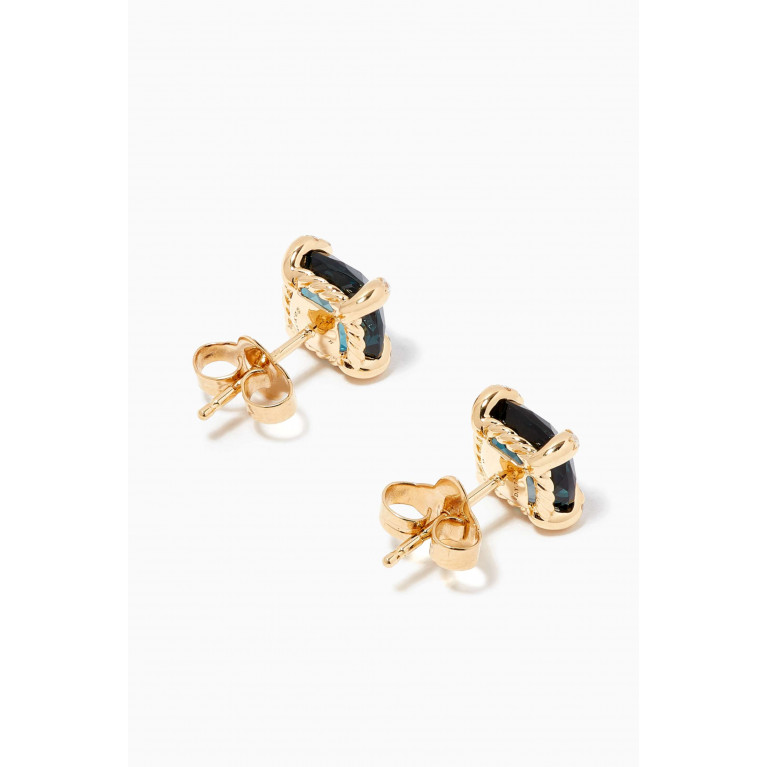David Yurman - Châtelaine® Diamond Earrings with Hampton Blue Topaz in 18kt Yellow Gold, 8mm
