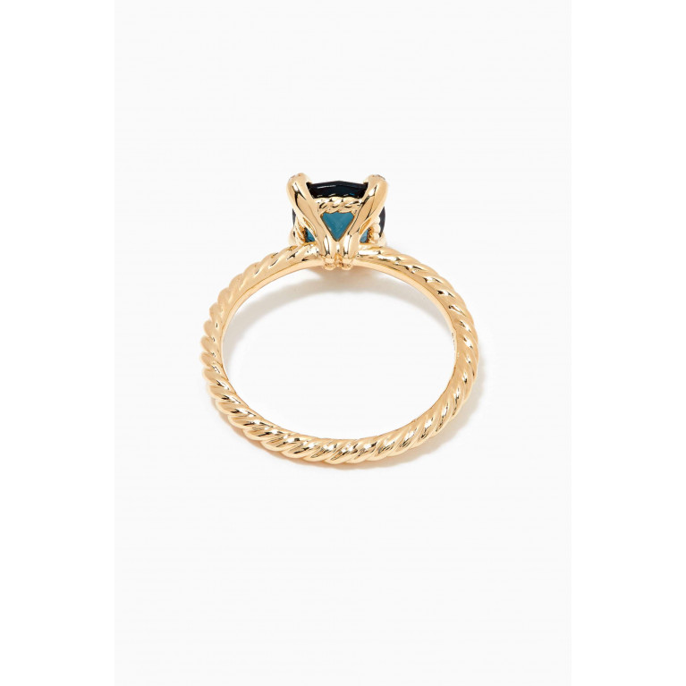 David Yurman - Châtelaine® Hampton Blue Topaz Diamond Ring in 18kt Yellow Gold, 7mm