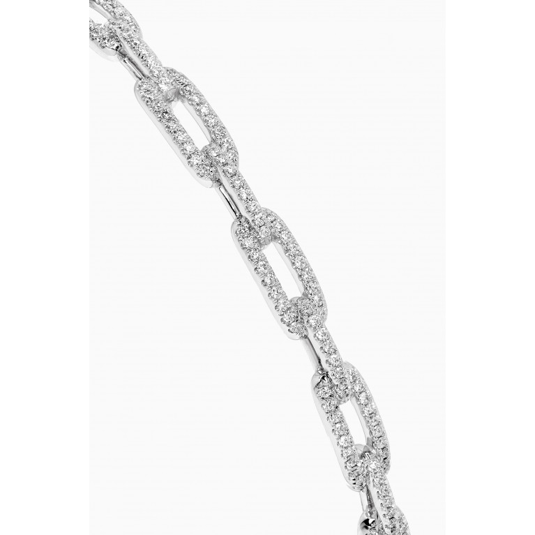 David Yurman - Stax Diamond Chain Link Bracelet in 18kt White Gold, 4mm