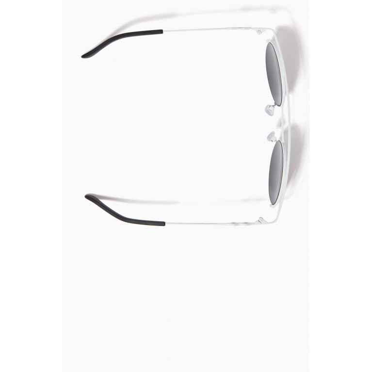 Karen Wazen - Retro XL Round Sunglasses in Metal White