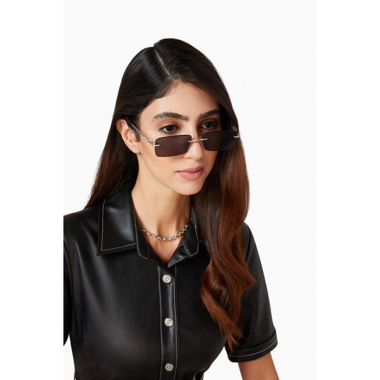 Karen Wazen - Layla Rectangle Sunglasses Black