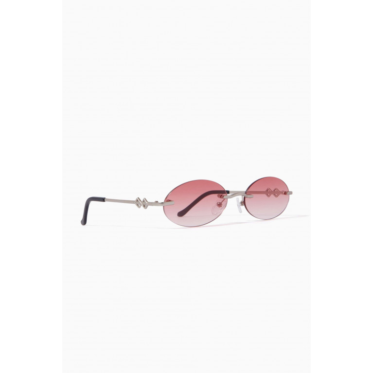 Karen Wazen - Vicky Oval Sunglasses in Metal Red