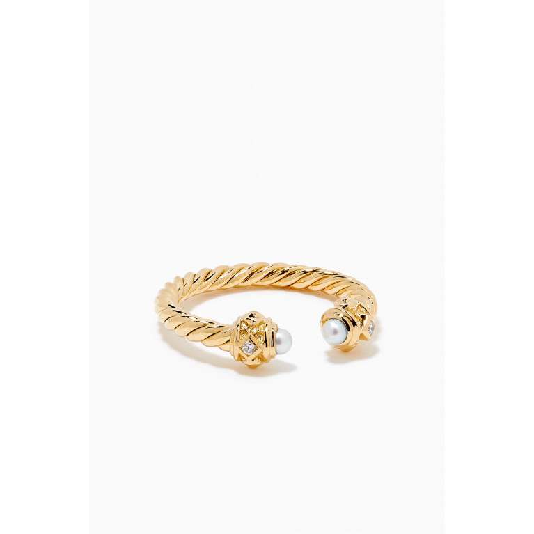 David Yurman - Renaissance® Pearl Ring in 18kt Yellow Gold with Diamonds