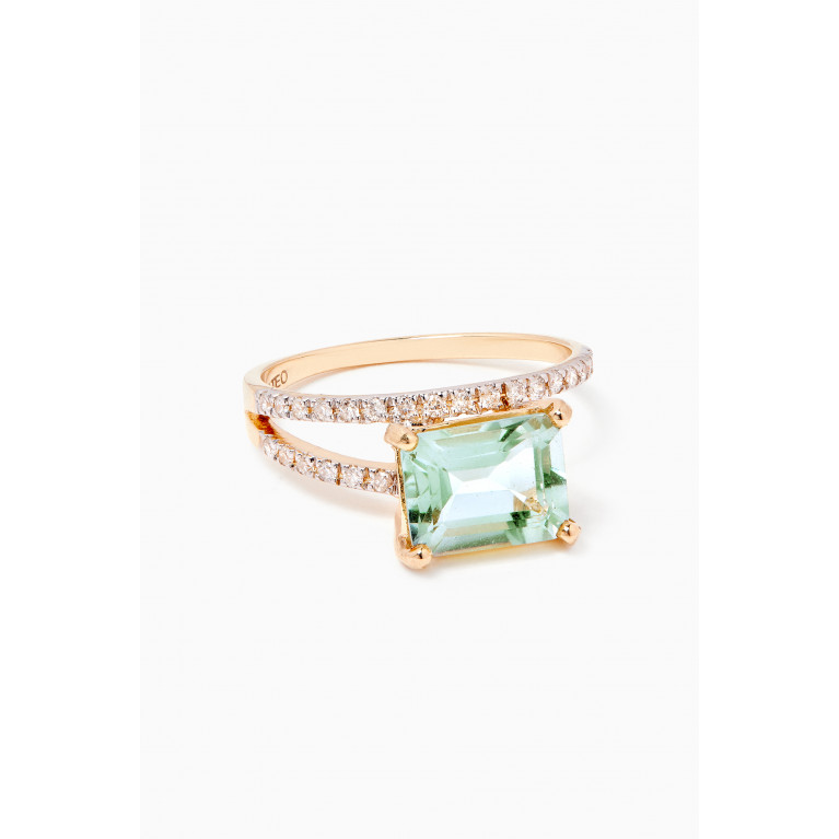Mateo New York - Point of Focus Green Amethyst Ring in 14kt Yellow Gold