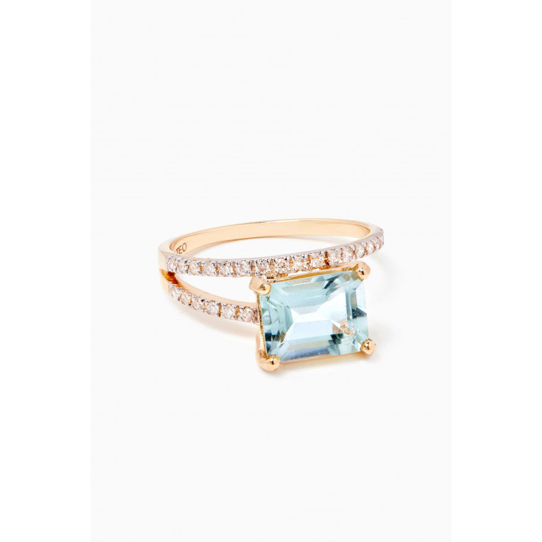 Mateo New York - Point of Focus Blue Topaz Ring in 14kt Yellow Gold
