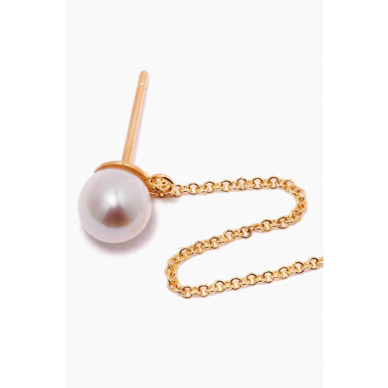 Mateo New York - Pearl Stud with Chain Drop Earrings in 14kt Yellow Gold