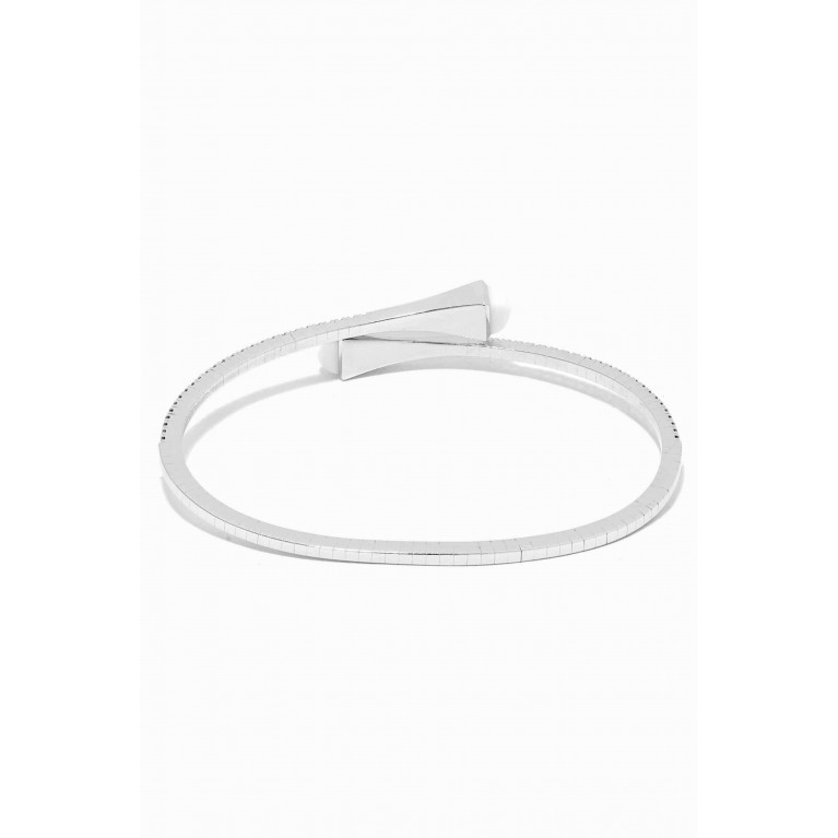 Marli - Cleo White Agate Diamond Slim Slip-on Bracelet in 18kt White Gold