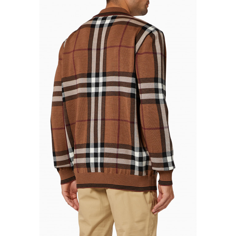 Burberry - Check Intarsia Wool Polo Shirt