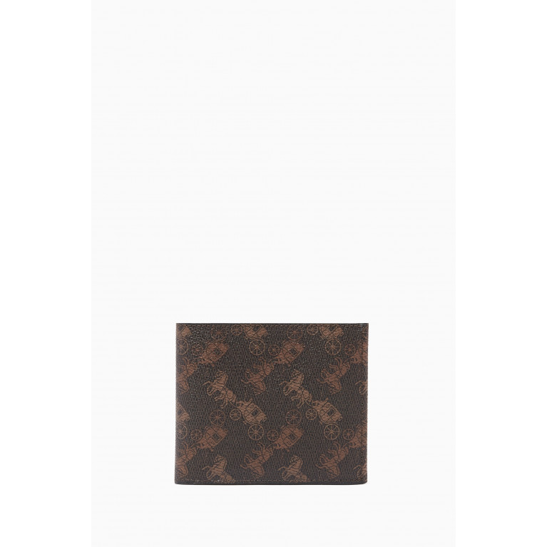 Coach - Double Billfold Wallet with Horse & Carriage Print Brown