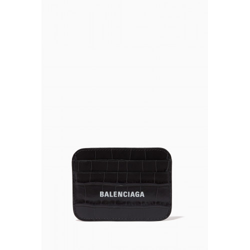 Balenciaga - Cash Card Holder in Shiny Crocodile Embossed Calfskin Grey