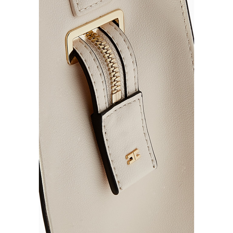 Elisabetta Franchi - Logo 12/16 Medium Bag in Faux Leather White