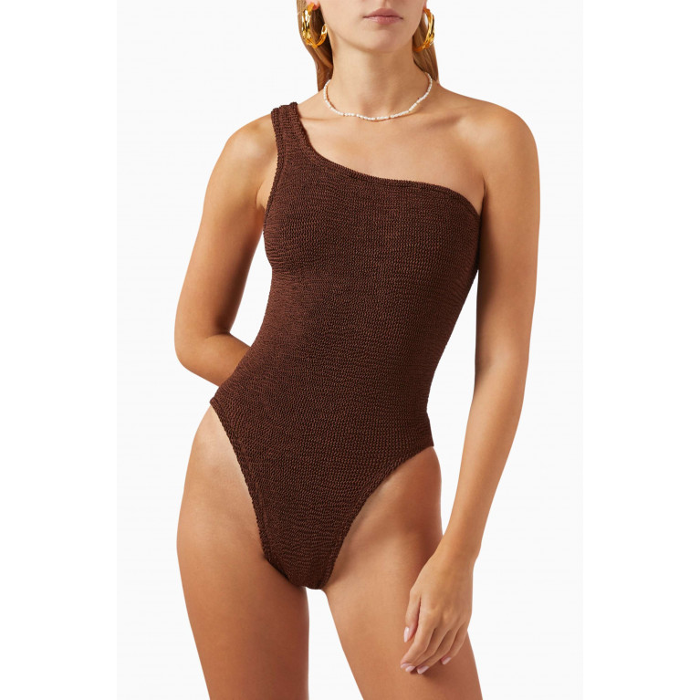 Hunza G - Nancy Swimsuit in Crinkle Nylon Brown