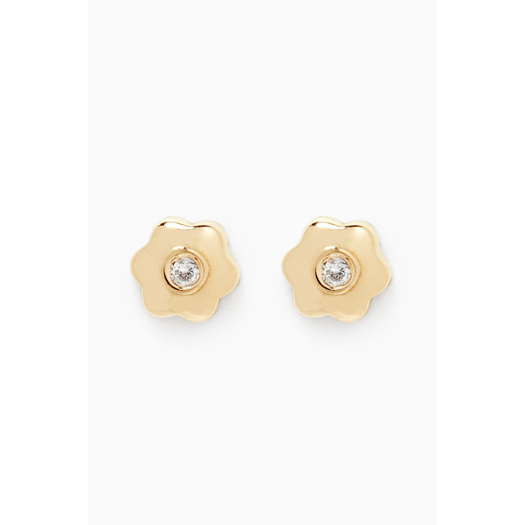 Baby Fitaihi - Flower Diamond Earrings in 18kt Yellow Gold