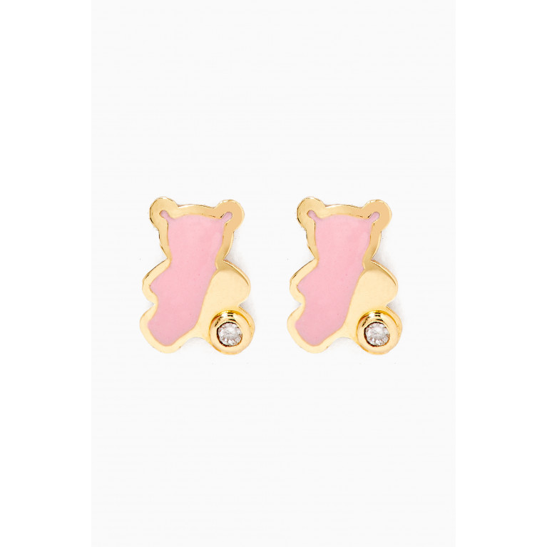 Baby Fitaihi - Bear Diamond Stud Earrings in 18kt Yellow Gold